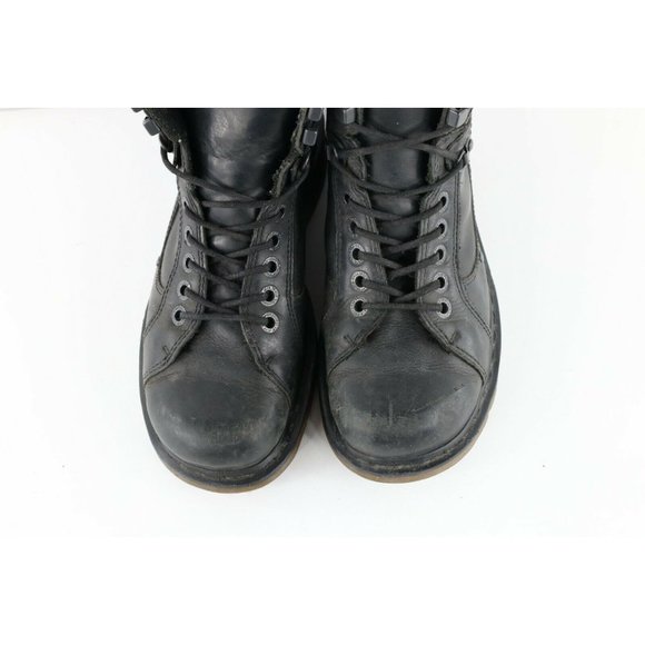 Vtg Dr Martens Mens 10 Goth Grunge Distressed Leather Chunky Moto Boots Black main image 6